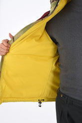 camouflage down jacket with wool detail